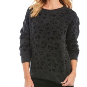 Gibson Latimer Charcoal Grey Leopard Sweater
